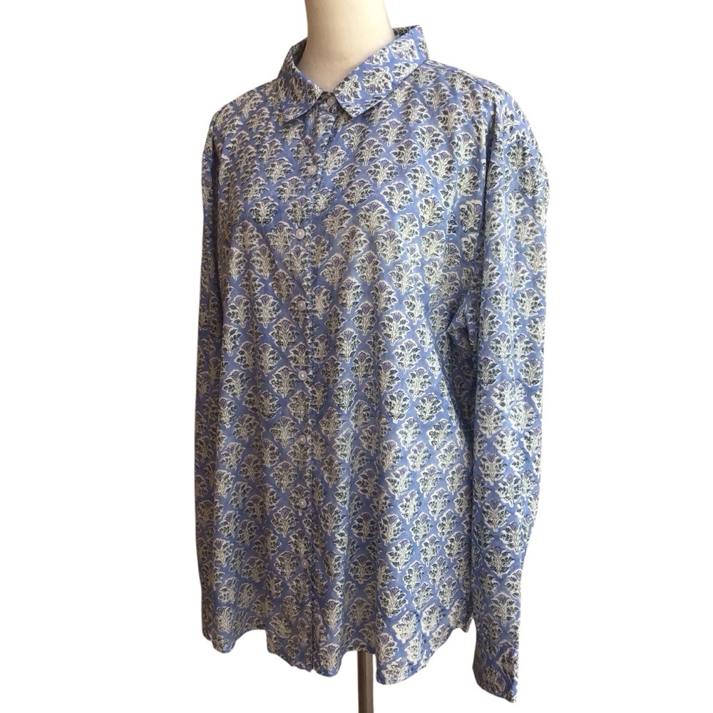 Madison Mathews Hand Printed and Woven Floral Cotton Button Up Long Sleeve NEW - Picture 4 of 10